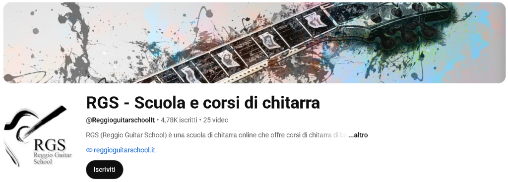 canale youtube della scuola di chitarra